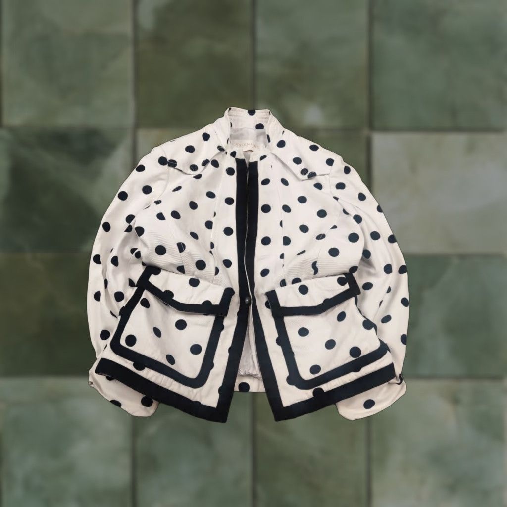 Valentino Valentino Valentino Roman Vintage Blazer Jacket Cotton White with Black Polka Dots Women M Casual 90s Designer Pocket Size M / US 6-8 / IT 42-44 - 1 Thumbnail