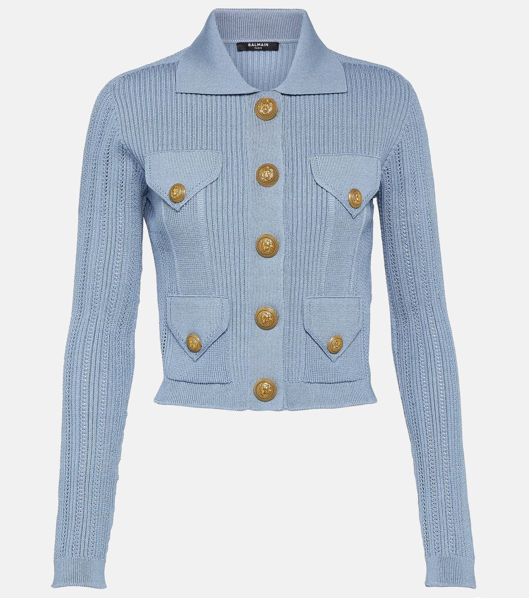 o1s1wg110825 Embellished Cardigan in Blue
