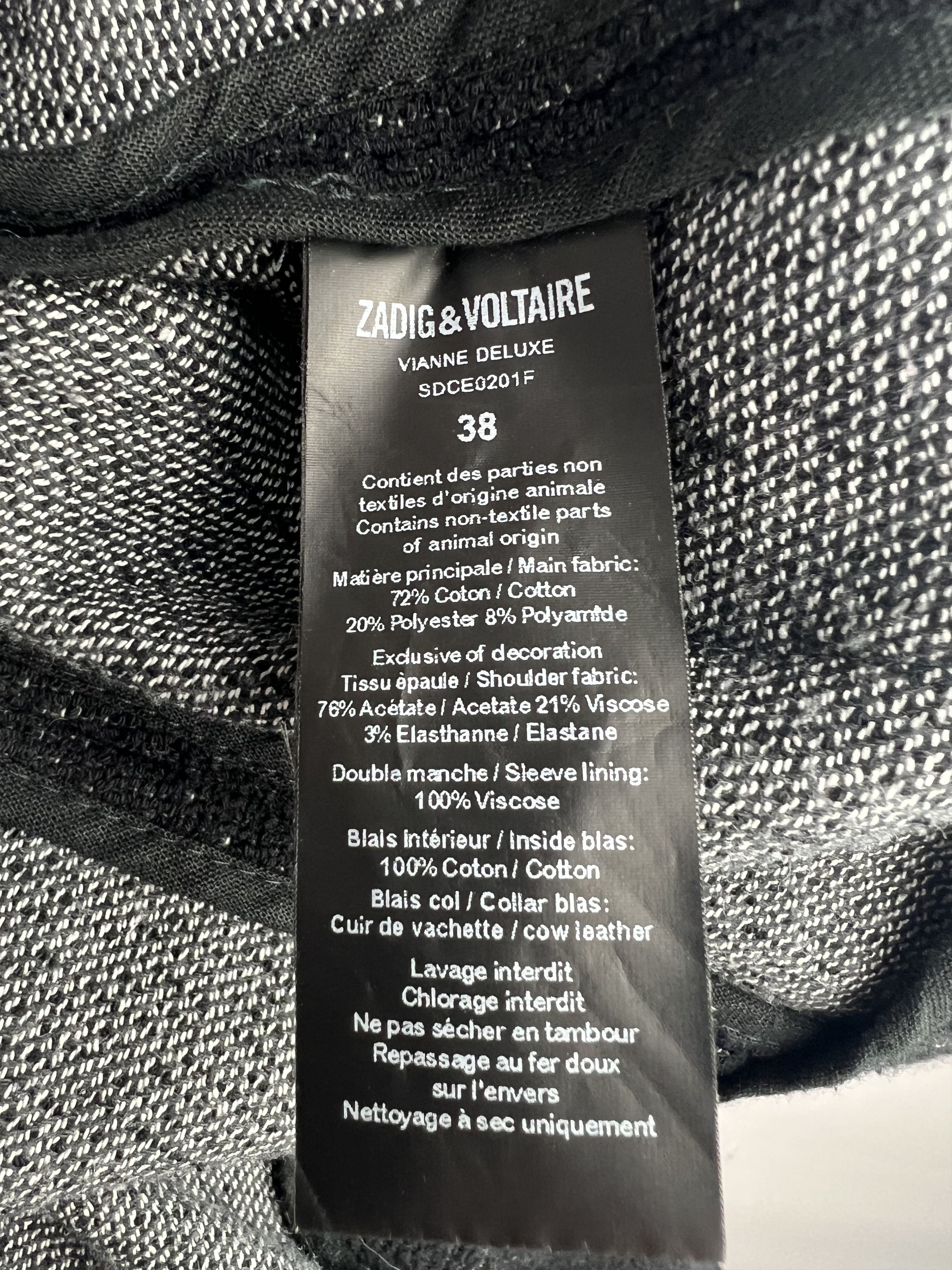 Zadig & Voltaire Zadig & Voltaire Deluxe Jacket Women's Size 38 Leather Trim Size XS / US 0-2 / IT 36-38 - 10 Thumbnail