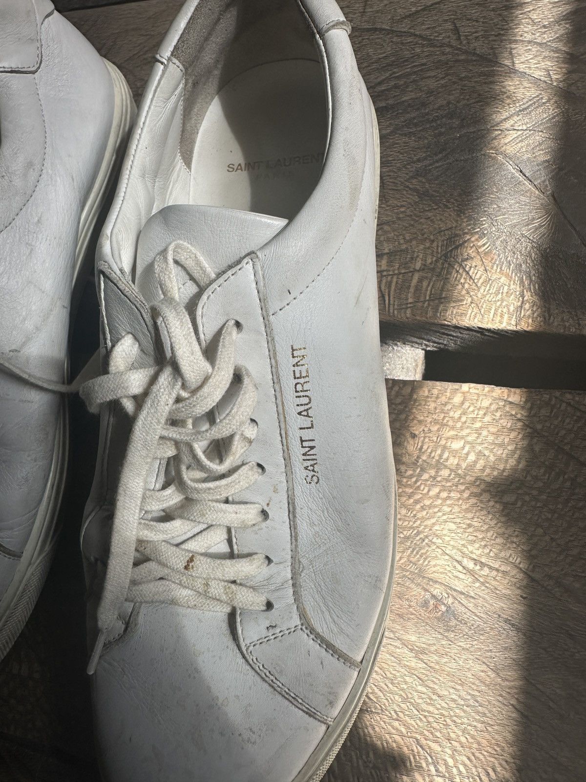 Saint Laurent Paris Saint Laurent Paris Low White Leather Camo Sneakers Rare Size US 8.5 / EU 41-42 - 2 Thumbnail