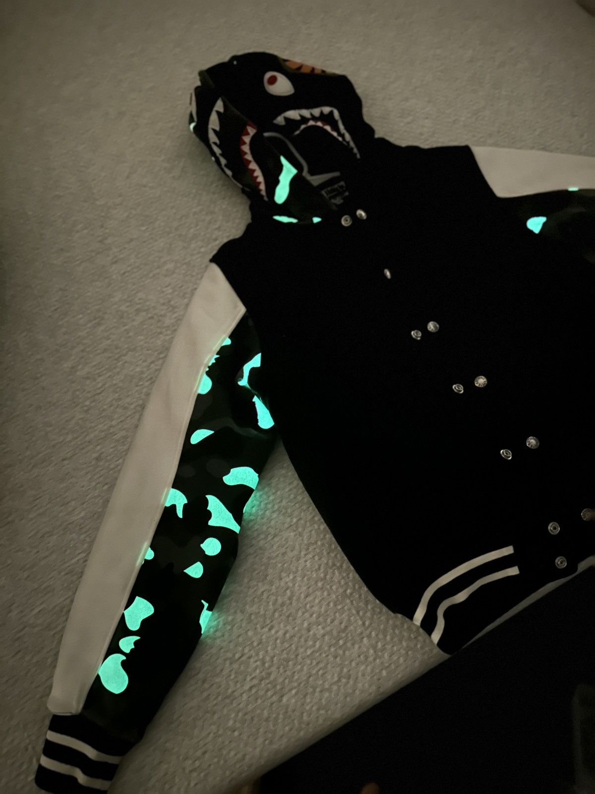Bape BAPE City Camo Shark Varsity Jacket Glow in the Dark Size US M / EU 48-50 / 2 - 3 Thumbnail
