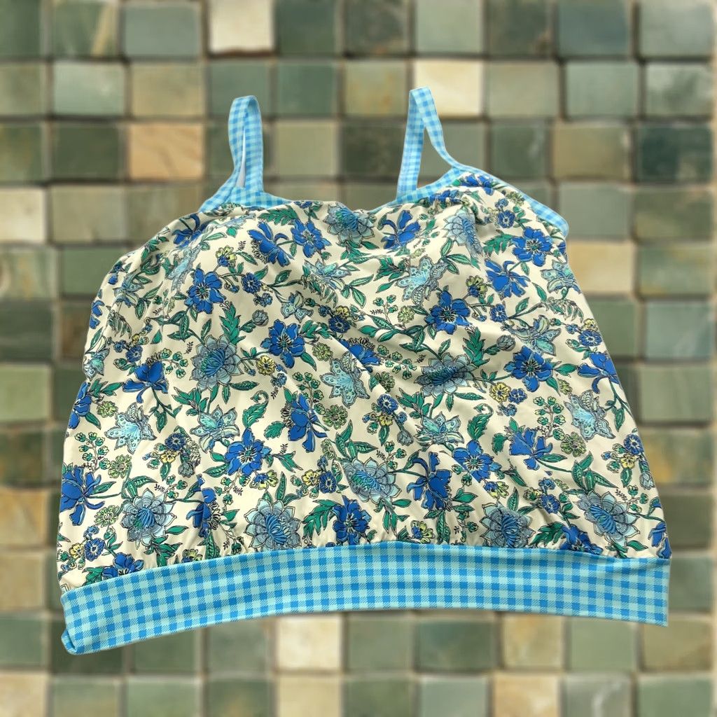 Lands' End Lands' End Tankini Top Swim Blue Padded Wireless Floral All Over Print DDD 18 Women's Size XXL / US 16-18 / IT 52-54 - 1 Thumbnail