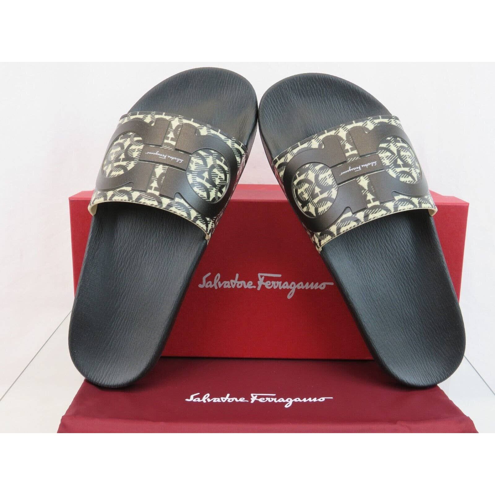 GROOVE 6 BEIGE BLACK RUBBER GANCINI LOGO SANDALS SLIDES 12 M