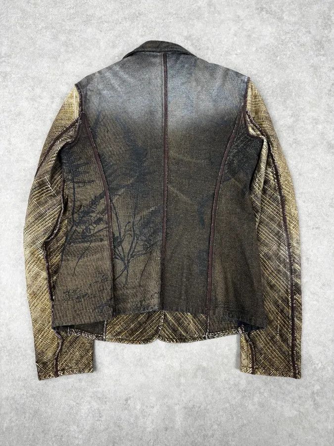 Just Cavalli 2000s Cavalli Faded Tattoo Wheat Blazer Jacket Size S / US 4 / IT 40 - 4 Thumbnail