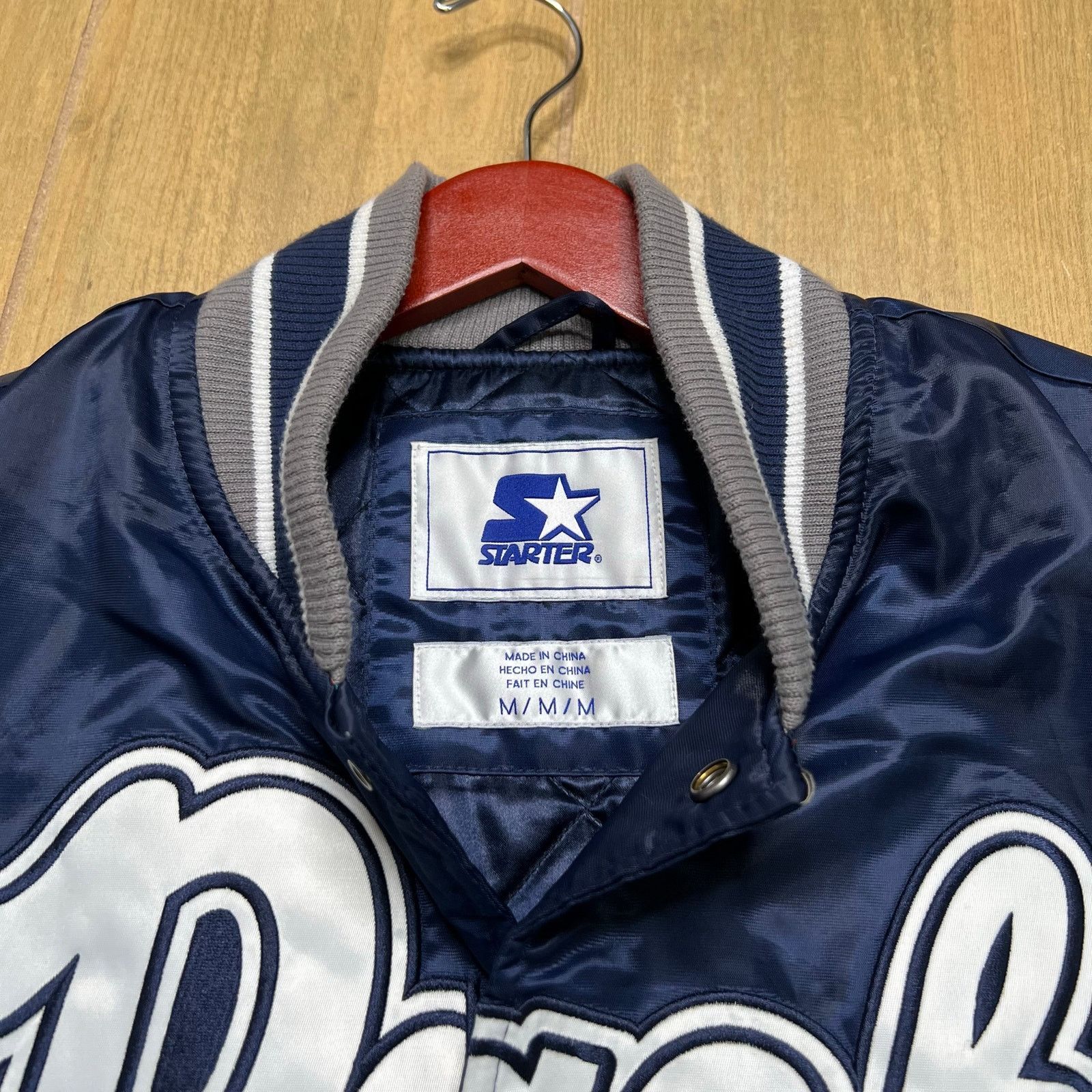 Starter Starter Nevada Wolf Pack Satin Bomber Jacket Mens M Blue Y2K Size US M / EU 48-50 / 2 - 9 Thumbnail