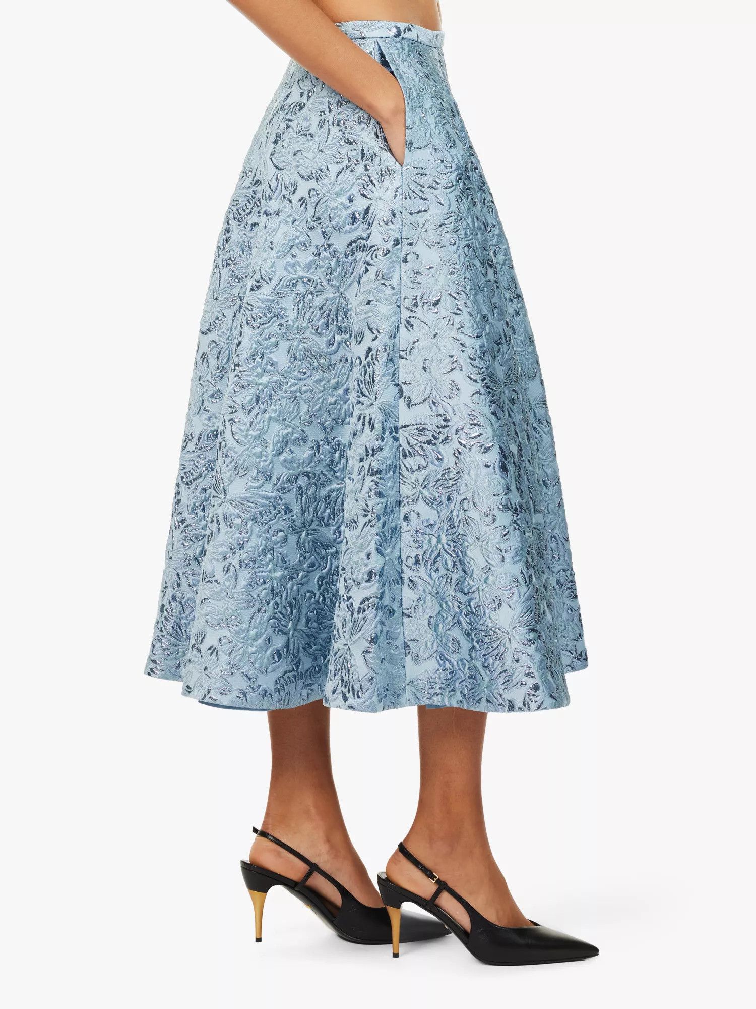 Gucci o1la5ras0526 Lamé Butterflies Brocade Skirt in Blue Size 30" / US 8 / IT 44 - 3 Thumbnail