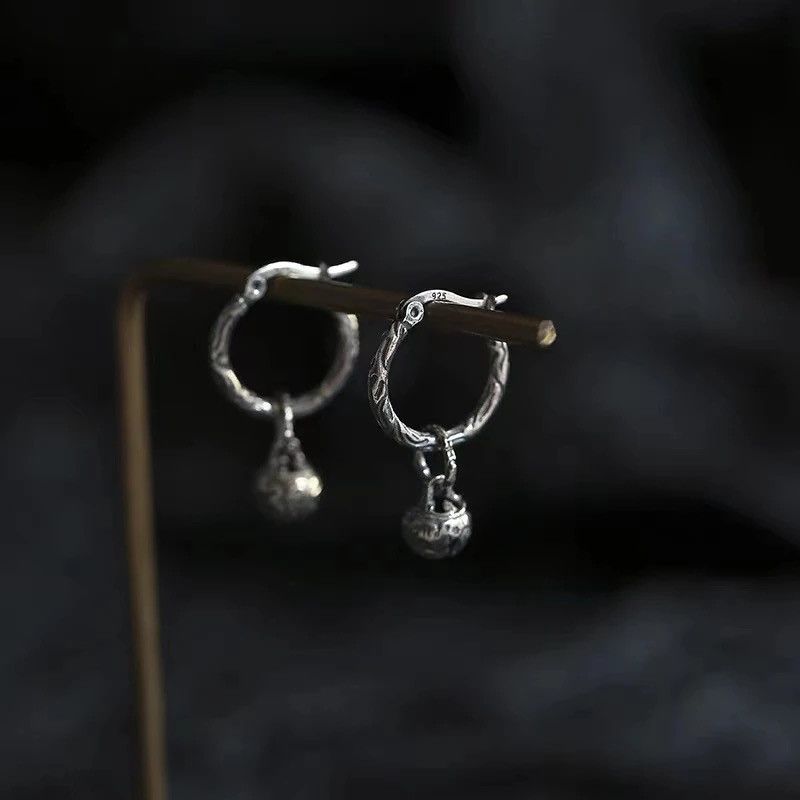 Jewelry Retro Bell Pendant Hoop Earrings Size ONE SIZE - 2 Thumbnail