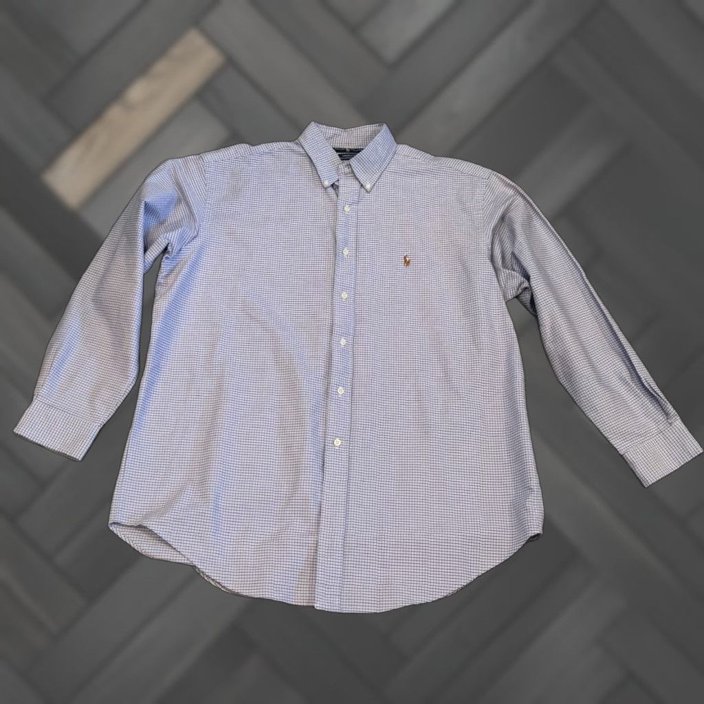Polo Ralph Lauren VINTAGE Polo Ralph Lauren Yarmouth Oxford Shirt Mens 16.5 Blue Plaid Flesh Pony Size US XL / EU 56 / 4 - 1 Thumbnail