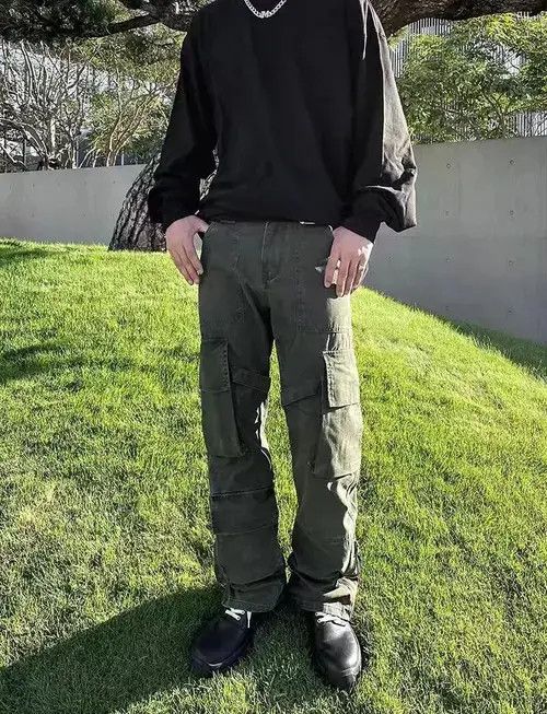 Japanese Brand High Street Style Zip Retro Army Green Cargo Pants Size US 32 / EU 48 - 2 Thumbnail