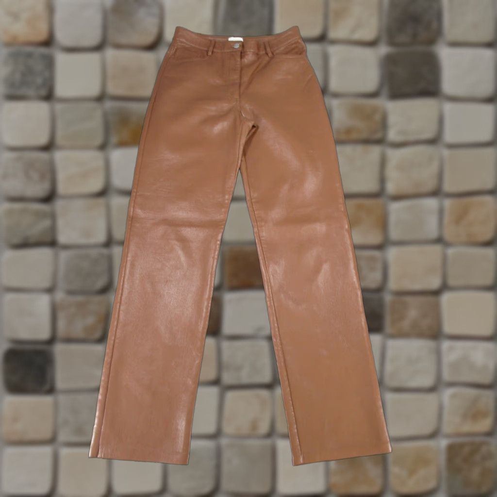 Vintage Wilfred Dress Pants Womens 6 Brown Faux Leather Straight Leg Size 28" / US 6 / IT 42 - 1 Thumbnail