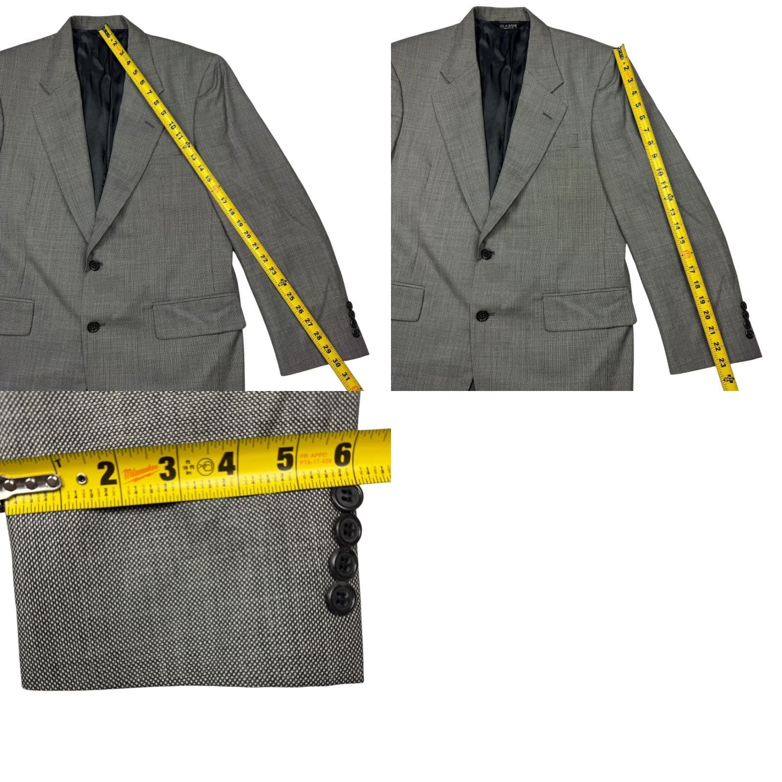 Jos. A. Bank VINTAGE Jos. A Bank Men's Blazer 2-Button Wool Gray Herringbone 40S Notch Lapel Mens Size 40R - 8 Thumbnail