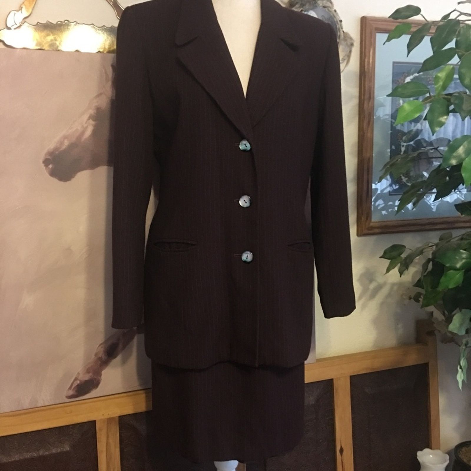 Vintage Vintage 90s En Avance pinstripe skirt suit 10 Size L / US 10 / IT 46 - 1 Thumbnail