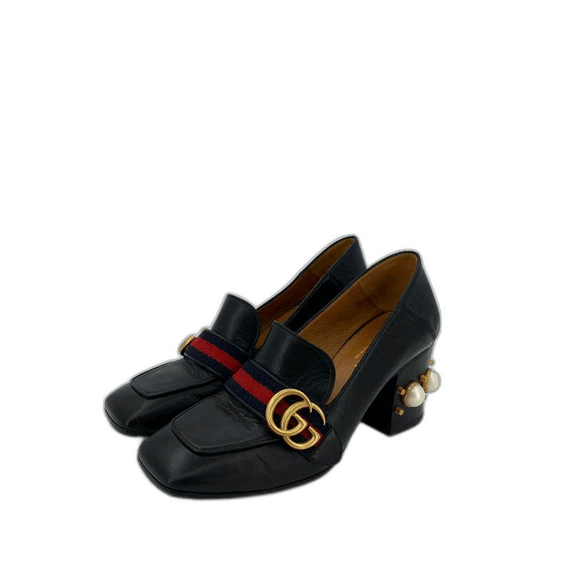 Gucci Gucci Black High Heel Shoes with Pearl Detail-2506 Size US 7 / IT 37 - 1 Thumbnail