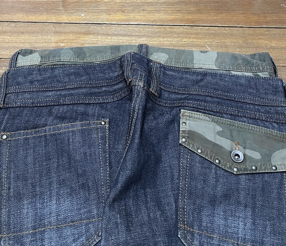 14th Addiction Very Rare Design Vintage Brand Hideaways Flared Jeans 1990s Size US 33 - 4 Thumbnail