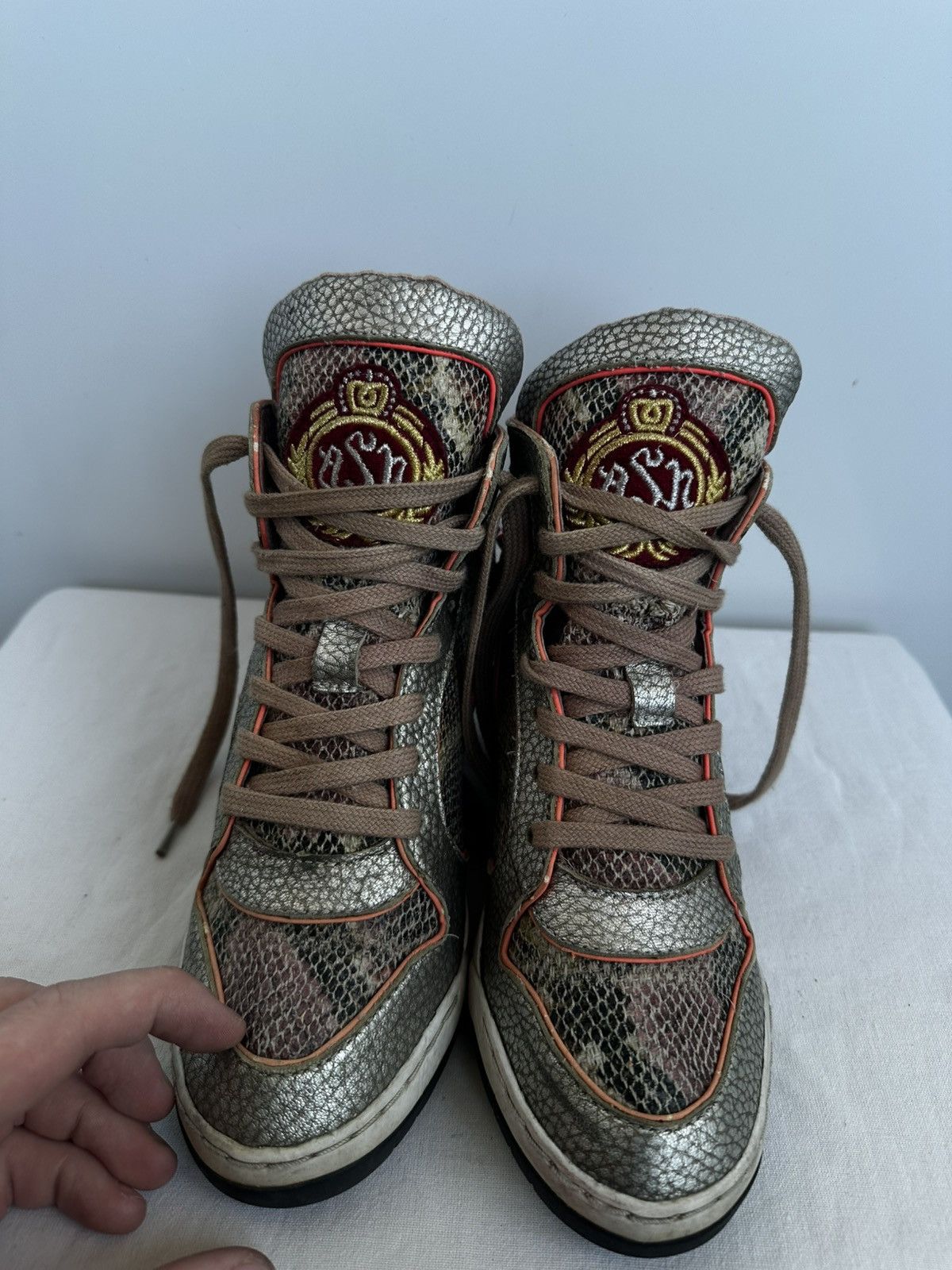 ASH ASH Limited Edition wedge sneakers snake print & pink spikes Size US 7 / IT 37 - 3 Thumbnail