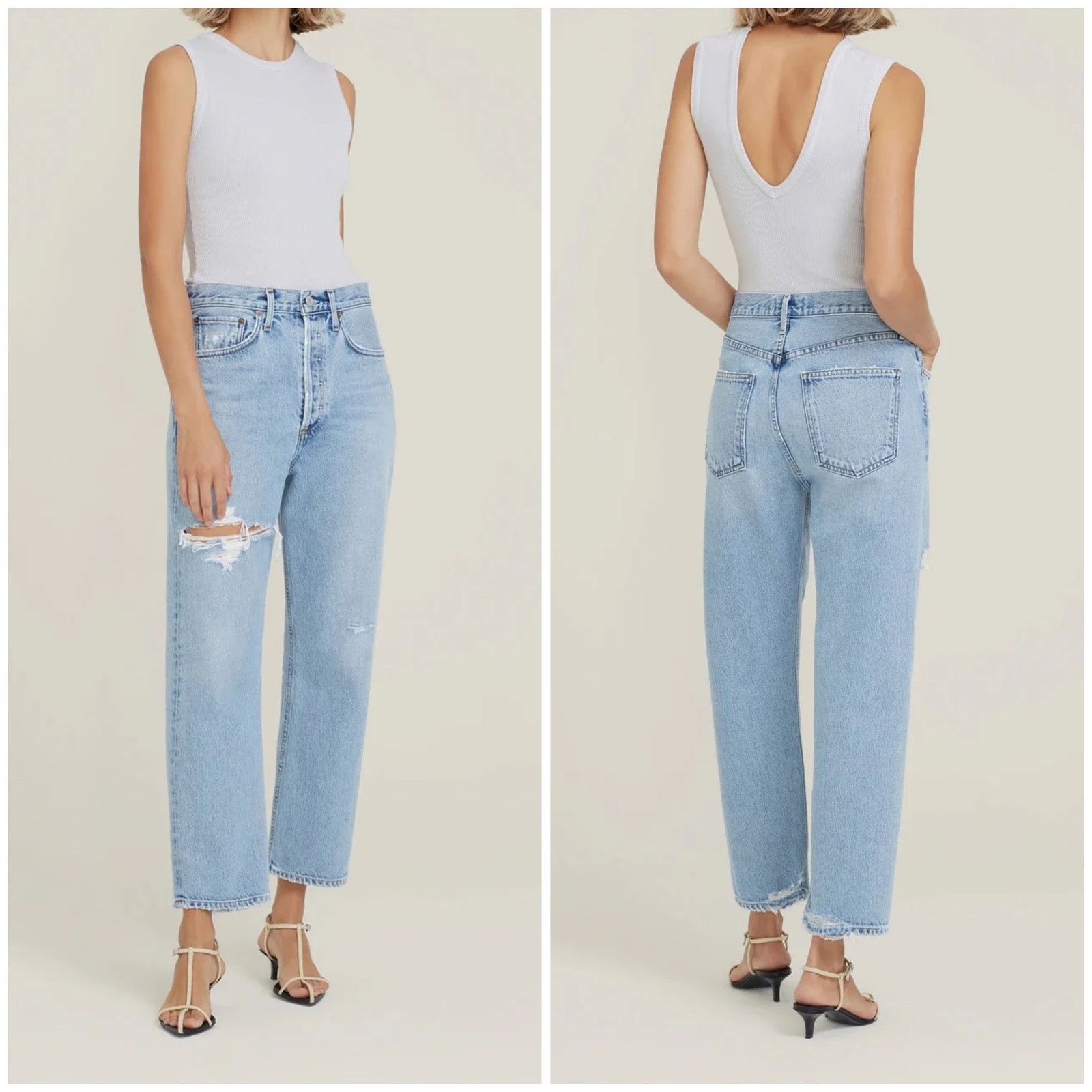Agolde AGOLDE 90s Crop Jean Echo Wash Distressed Size 24" / US 00 / IT 34 - 1 Thumbnail
