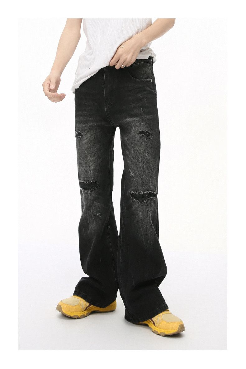 Japanese Brand × Jean Street Washed Vintage Mid-Rise Black Ripped Jeans Size US 32 / EU 48 - 2 Thumbnail