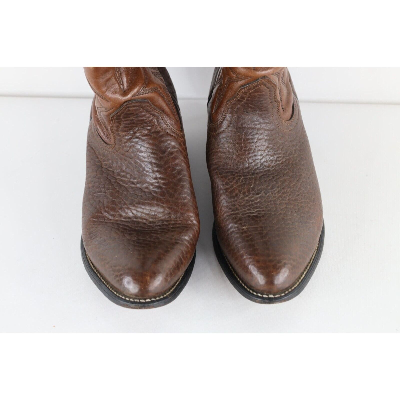 Vintage Vintage 70s Pebble Grain Tribal Leather Cowboy Boots Size US 10 / EU 43 - 3 Thumbnail