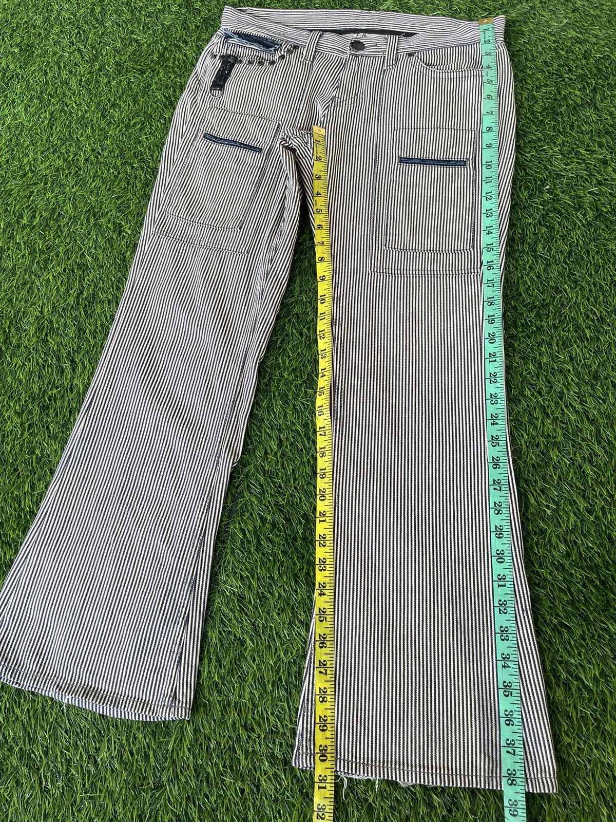 Murder License Vintage 90s🔥MURDER LICENSE🔥Flared Striped Bush Pants Jeans Size US 33 - 6 Thumbnail