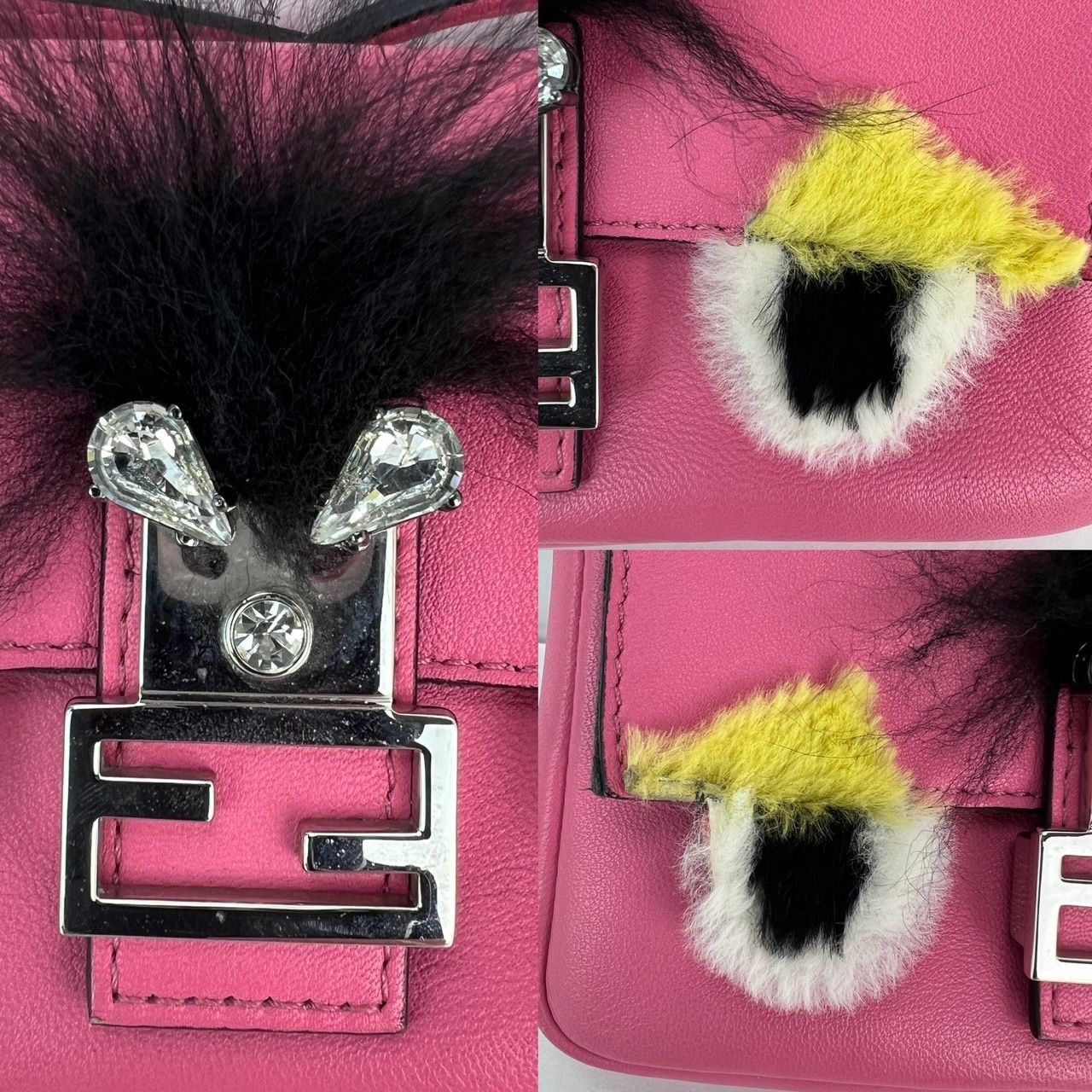 Fendi Fendi Monster Baguette Pink Leather Micro Crossbody Bag Size ONE SIZE - 7 Thumbnail