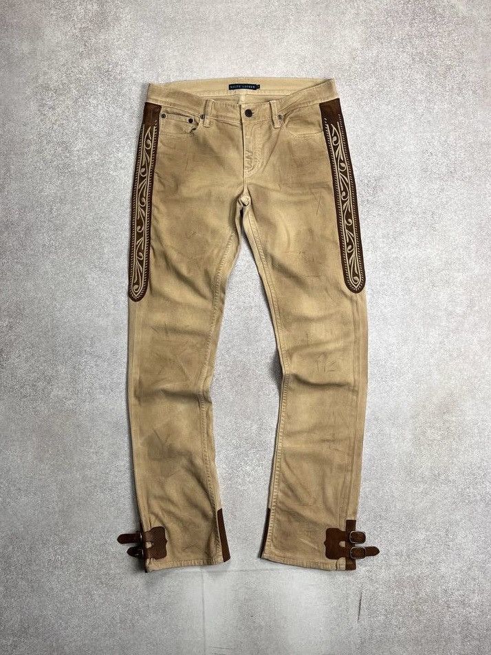 Ralph Lauren VINTAGE POLO RAPH LAUREN LEATHER COWBOY TRIBAL JEANS 30 Size US 31 - 1 Thumbnail