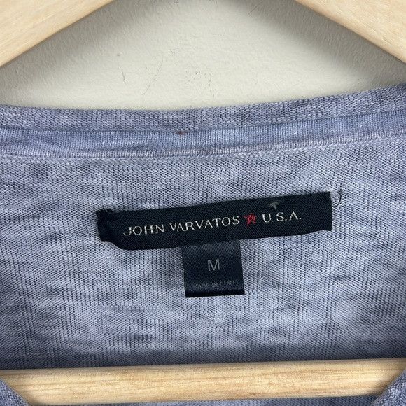 John Varvatos JOHN VARVATOS M V neck linen/cotton pull over blue grey Size US M / EU 48-50 / 2 - 2 Thumbnail
