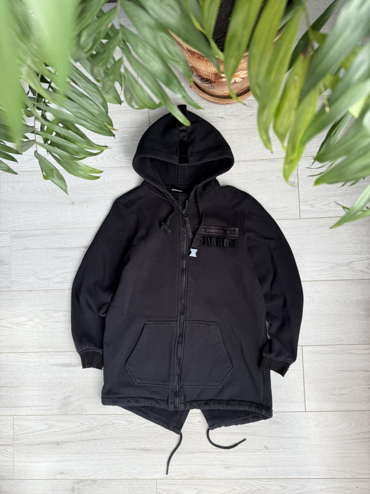Diesel Diesel Black Tactical Full-Zip Hoodie with Utility Straps Size US M / EU 48-50 / 2 - 1 Thumbnail
