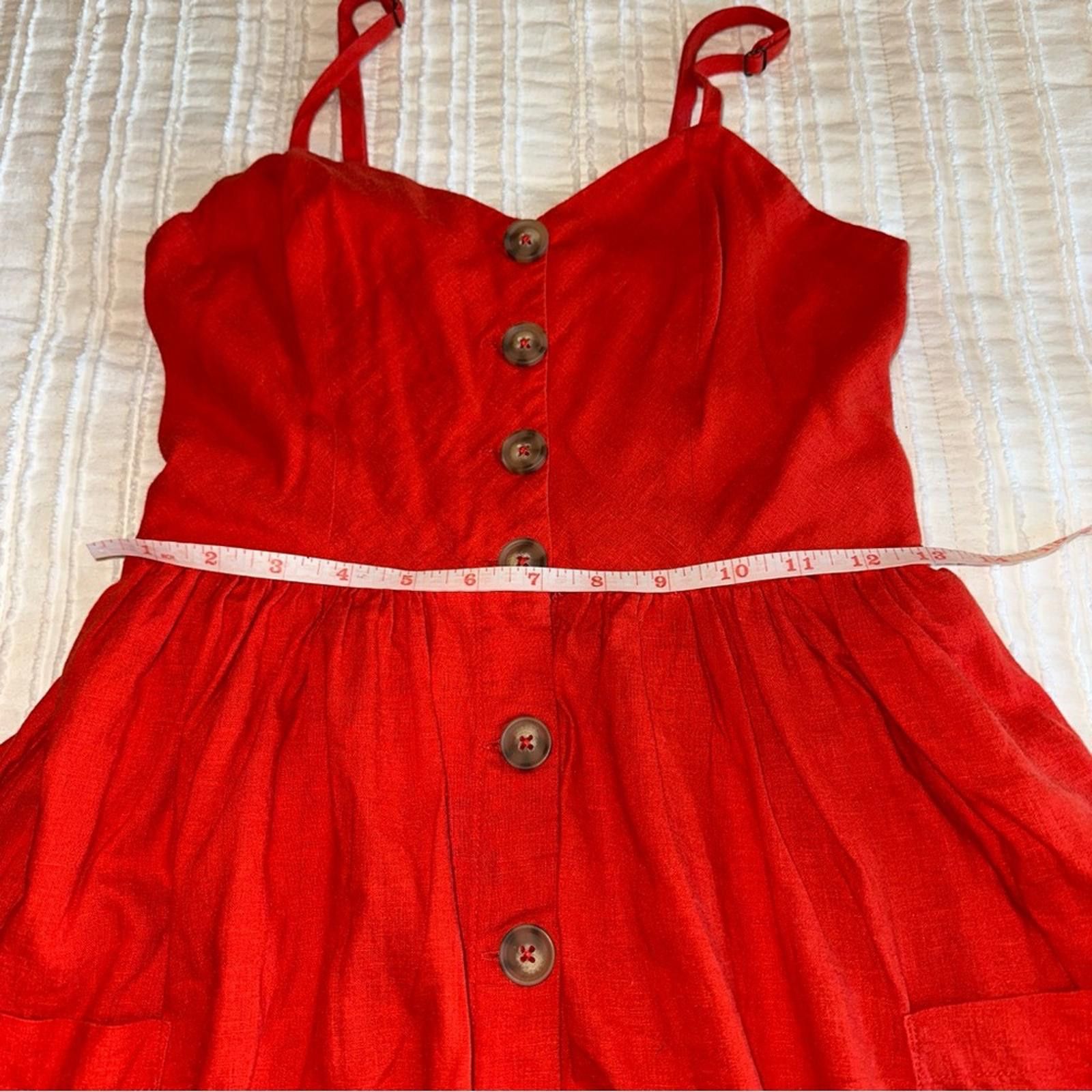 Other Cooperative Linen Dress Small Coastal Red A Line Midi EUC Size S / US 4 / IT 40 - 7 Thumbnail