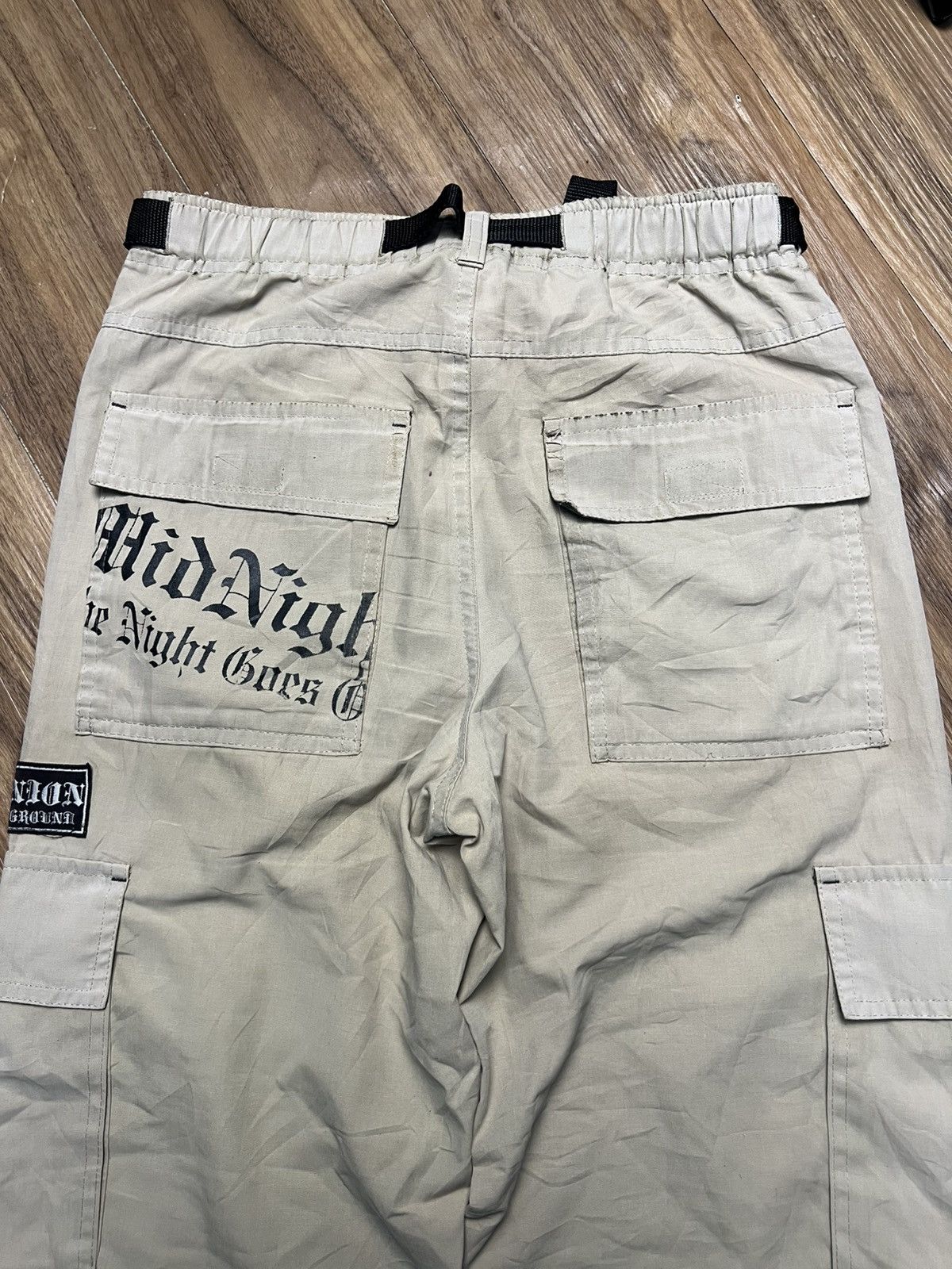 If Six Was Nine Khaki Baggy Cargo Pants with Gothic Print & Skull Patch (40) Size US 27 - 13 Thumbnail