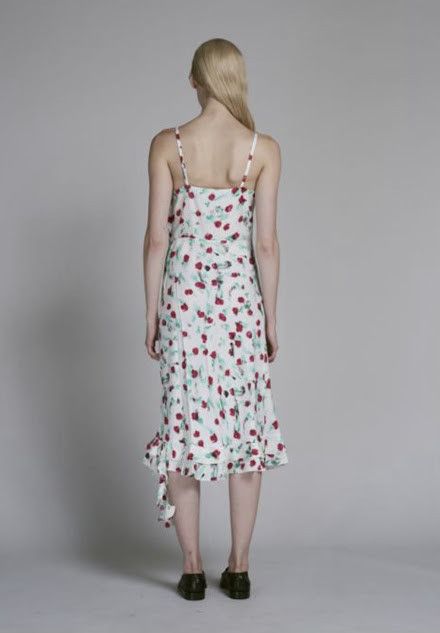 oc11z0525 Printed Envers Satin Midi Dress in White