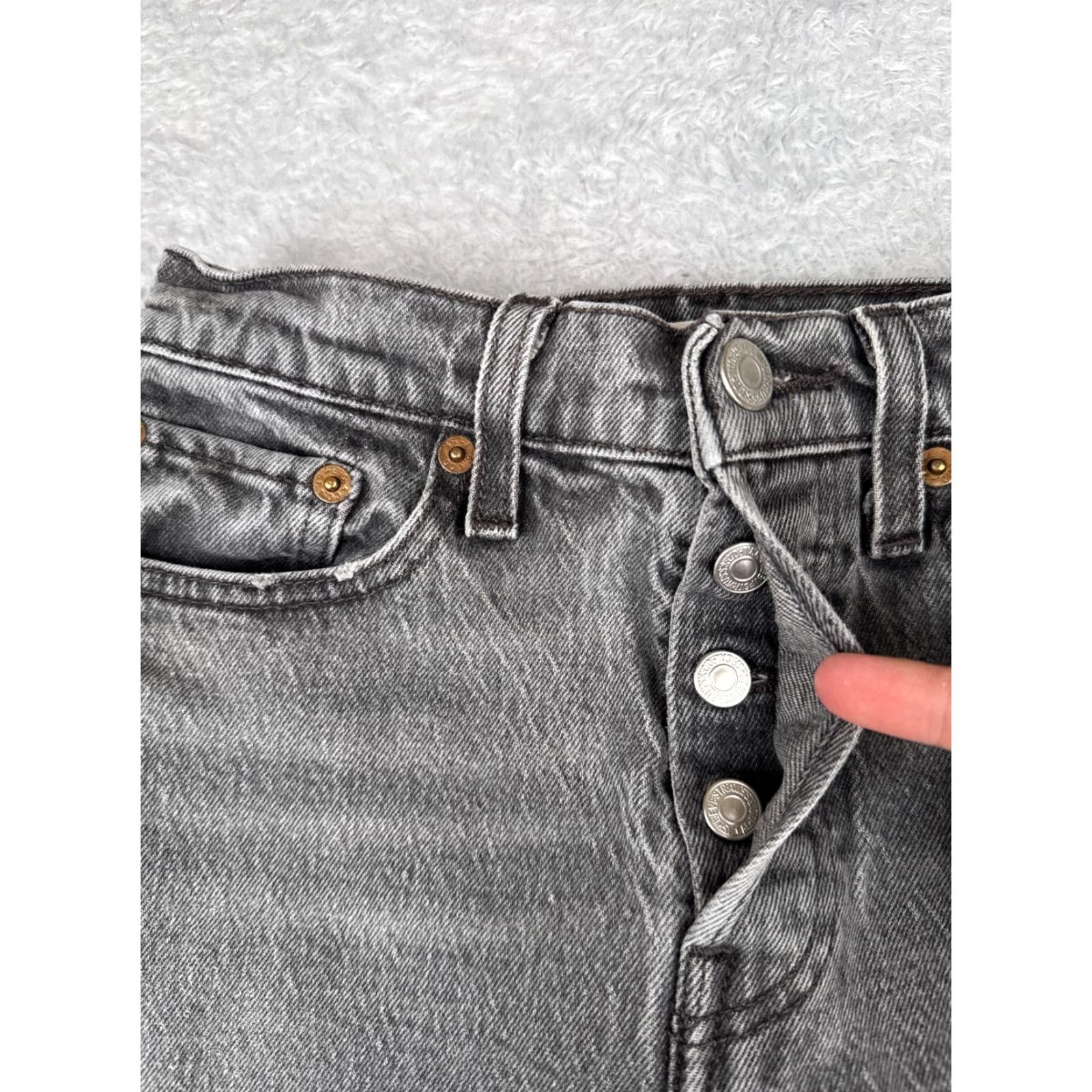 Levi's Levis Premium Jeans Womens 25 Black Denim Big E Wedgie Straight Mid Rise 24x25 Size 24" / US 00 / IT 34 - 5 Thumbnail