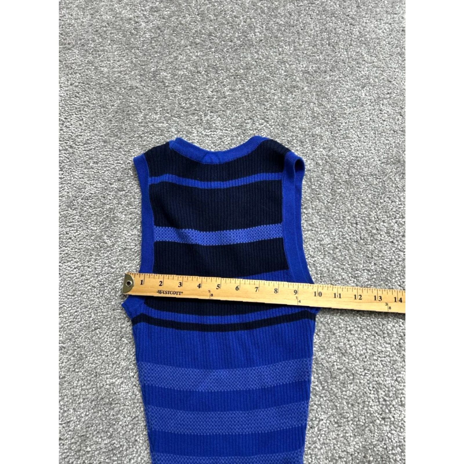 Vintage Evereve Dress Maxi Womens XS Blue Knit Stripes Side Slit Crew Neck Casual Size XS / US 0-2 / IT 36-38 - 7 Thumbnail