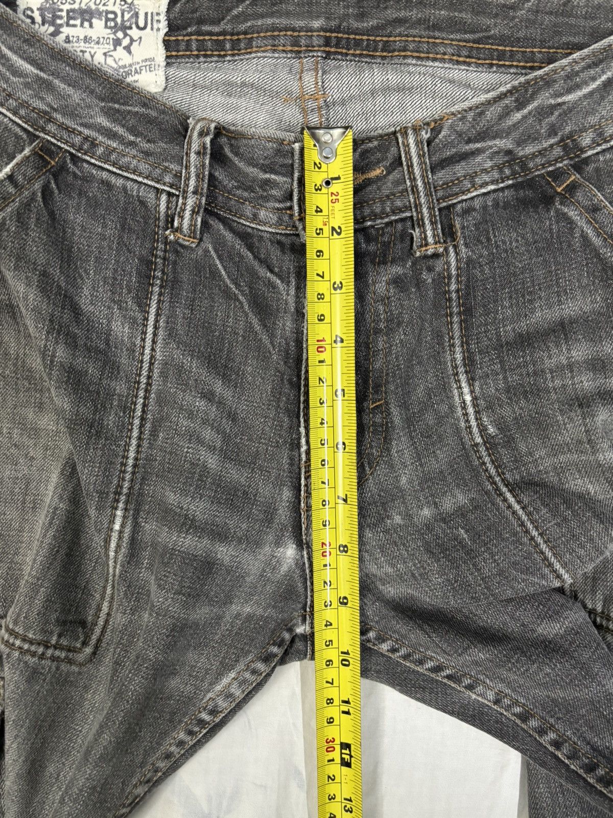 Le Grande Bleu (L.G.B.) Japanese Brand Black Faded Bootcut Distressed Cargo Jeans Size US 31 - 16 Thumbnail
