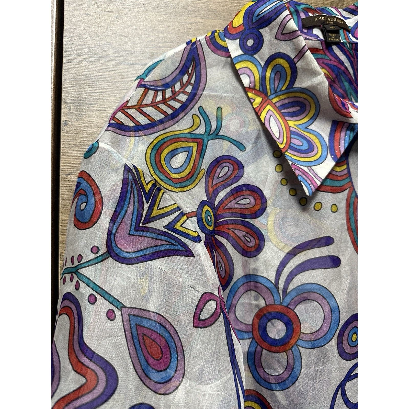 Louis Vuitton Louis Vuitton Abstract Floral Women’s Silk Shirt Brooches Size M / US 6-8 / IT 42-44 - 17 Thumbnail