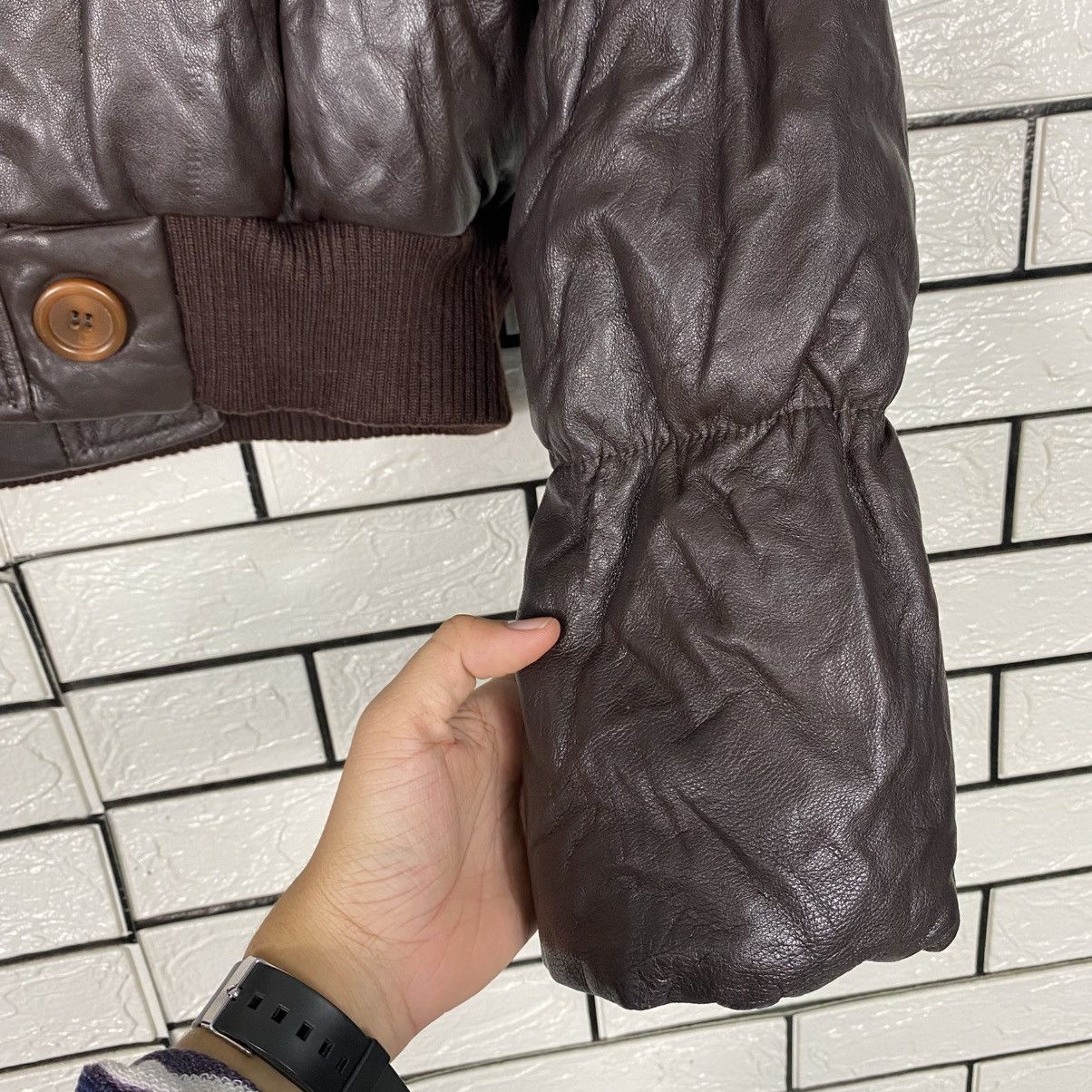 Japanese Brand 📌Vintage Cropped Leather Jacket Unbranded Mink Fur Collar Size US M / EU 48-50 / 2 - 17 Thumbnail