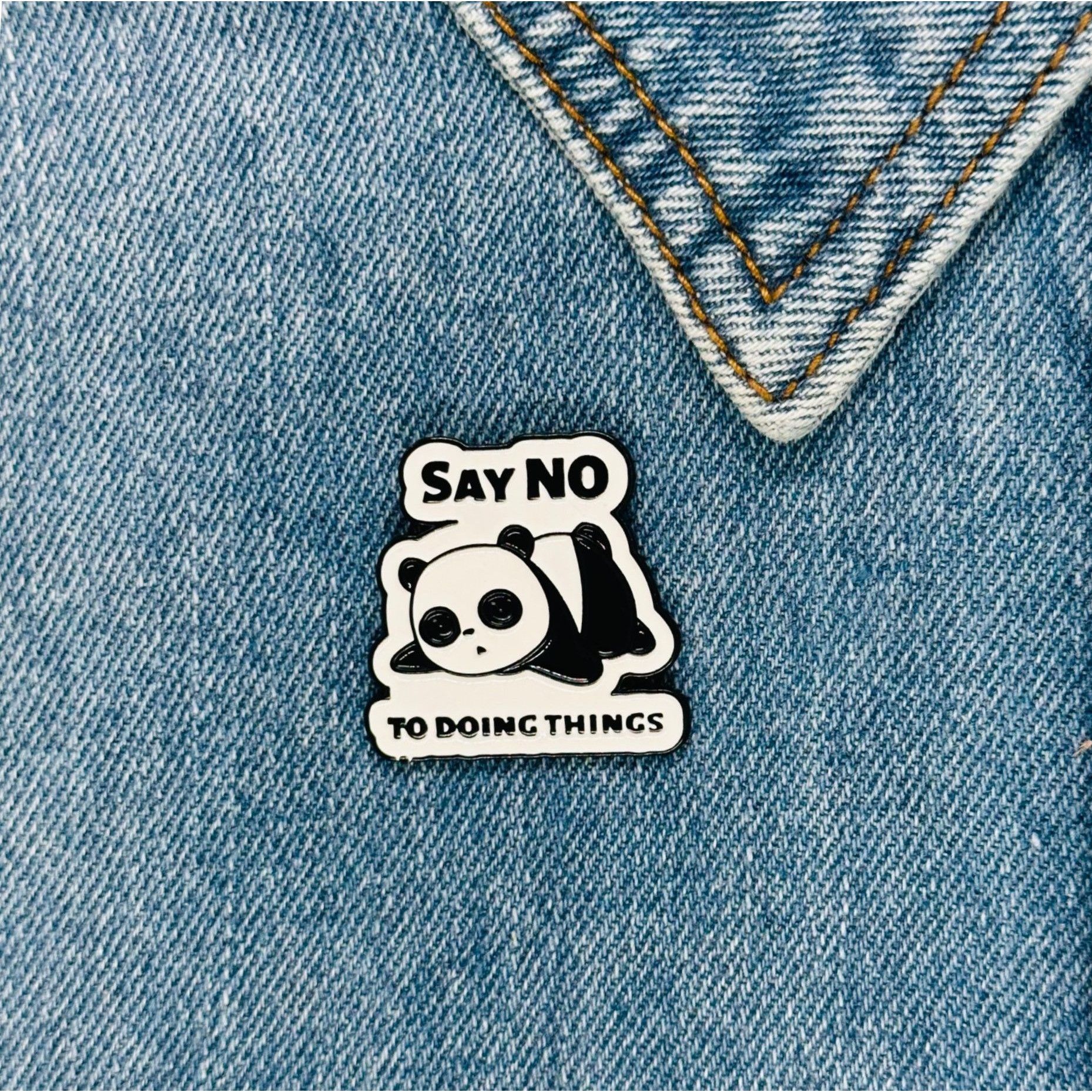 Other ⭐Oz Enamel Pin Lazy Panda Animal Broch Say No To Doing Thing Size ONE SIZE - 1 Thumbnail