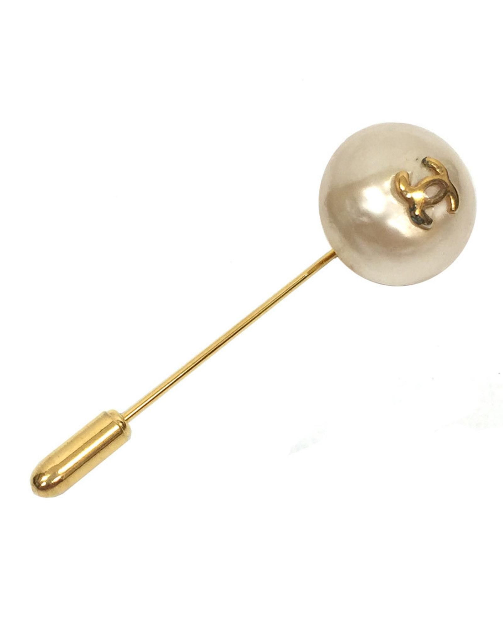 image of Chanel Gold Metal Coco Mark Pin Brooch, Women's