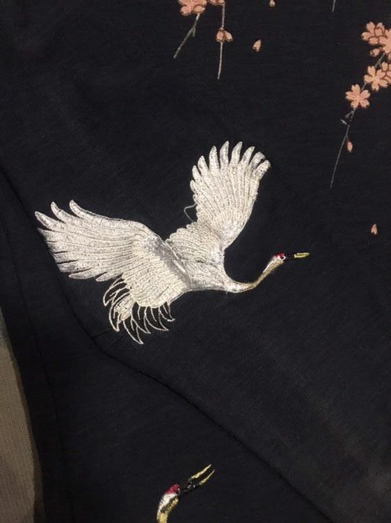 Other Embroidered Sakura Japanese Classic Script Longsleeve Size US L / EU 52-54 / 3 - 9 Thumbnail