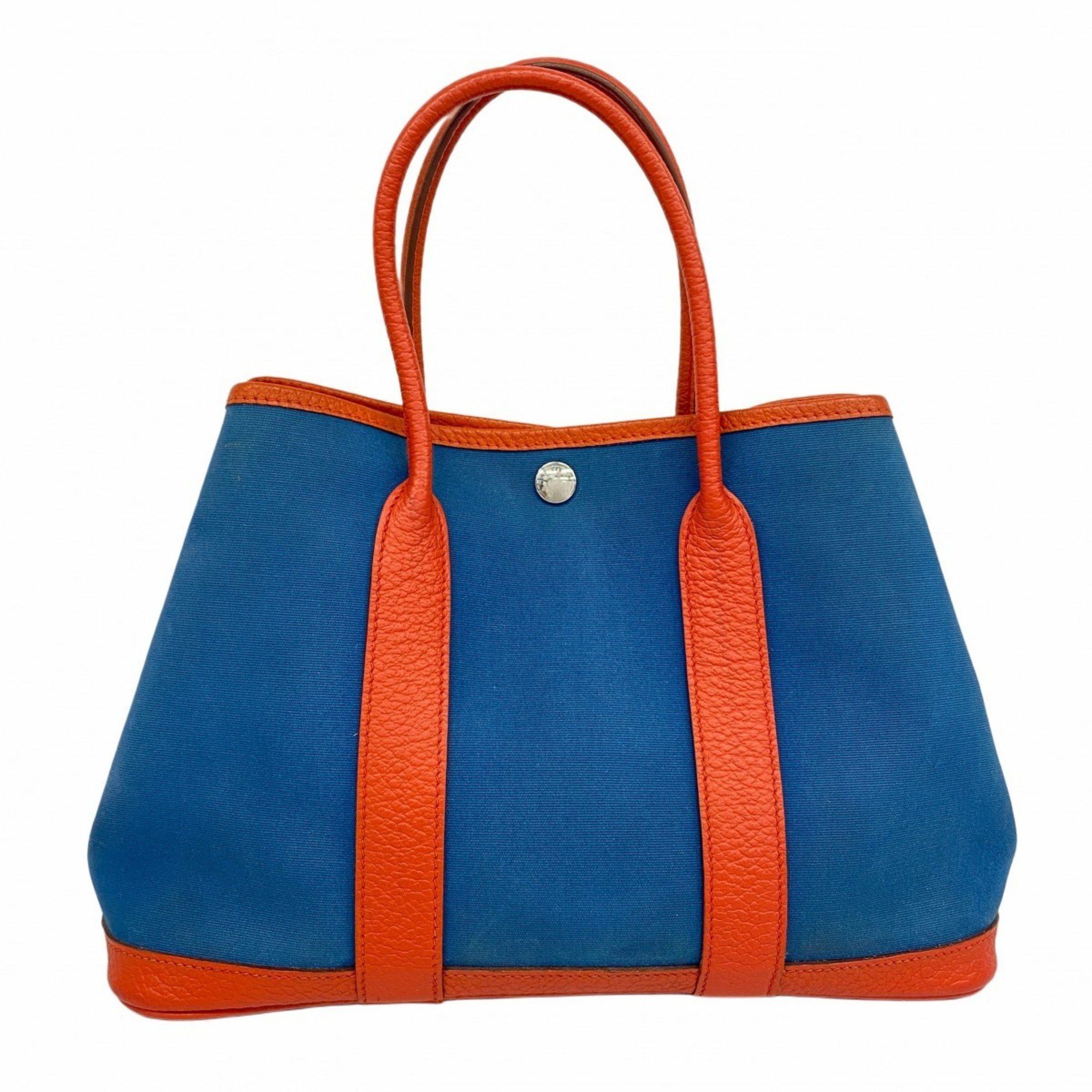 Hermes Tote Bag Garden Tpm Toile Officier Country Blue Capucines X Stamp Ladies, Women's