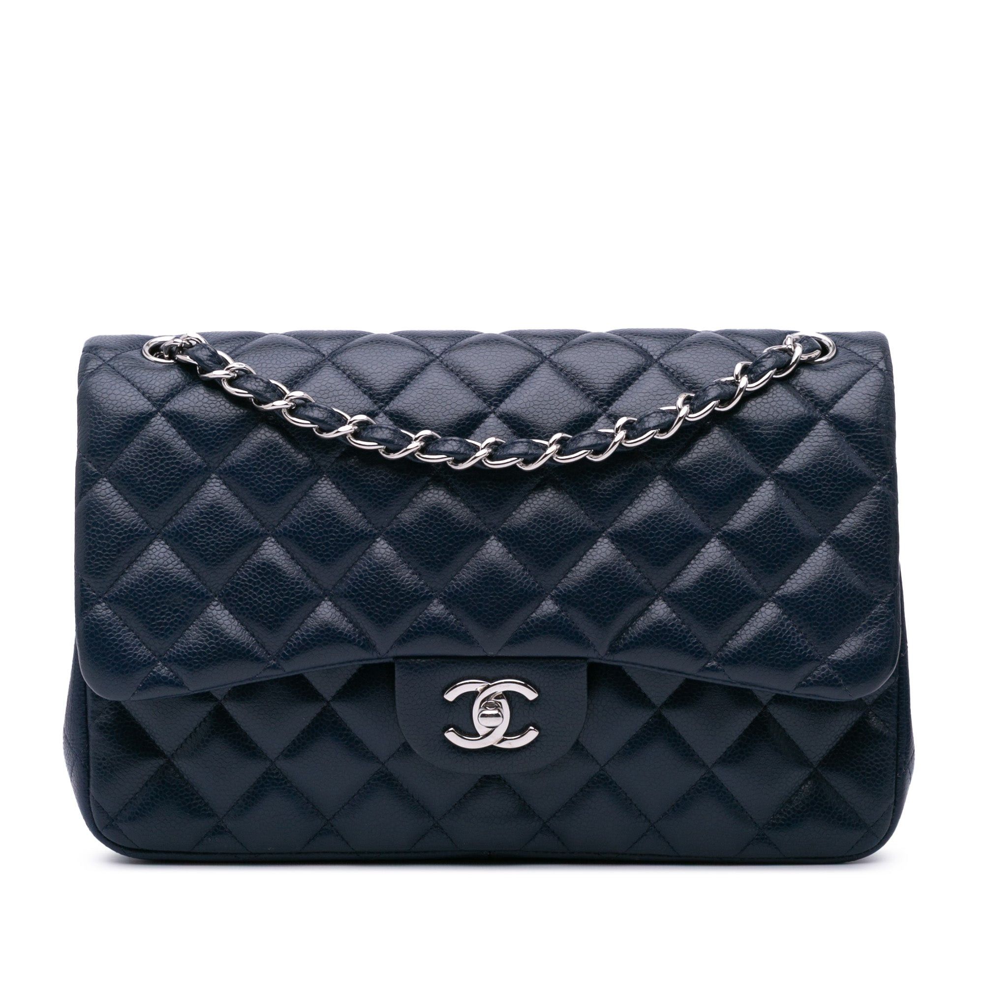 Chanel Chanel Jumbo Classic Caviar Double Flap Blue Size ONE SIZE - 1 Thumbnail
