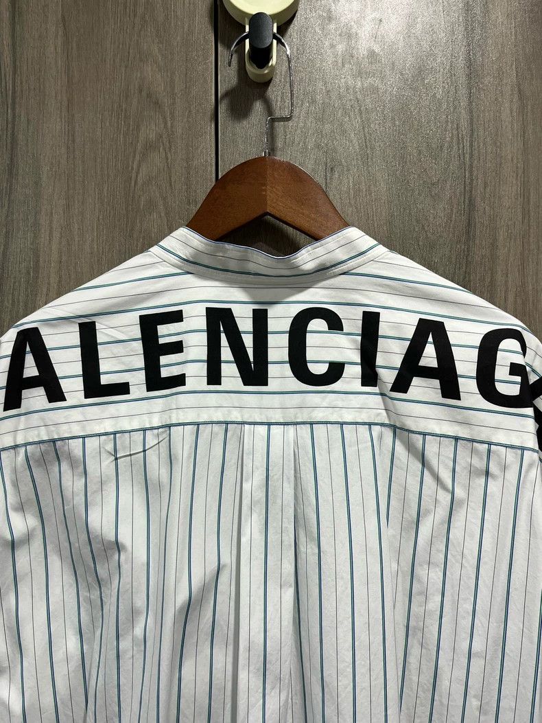 Balenciaga Balenciaga White Striped Logo Letter Printed Tie Bow Cotto Size XS / US 0-2 / IT 36-38 - 7 Thumbnail