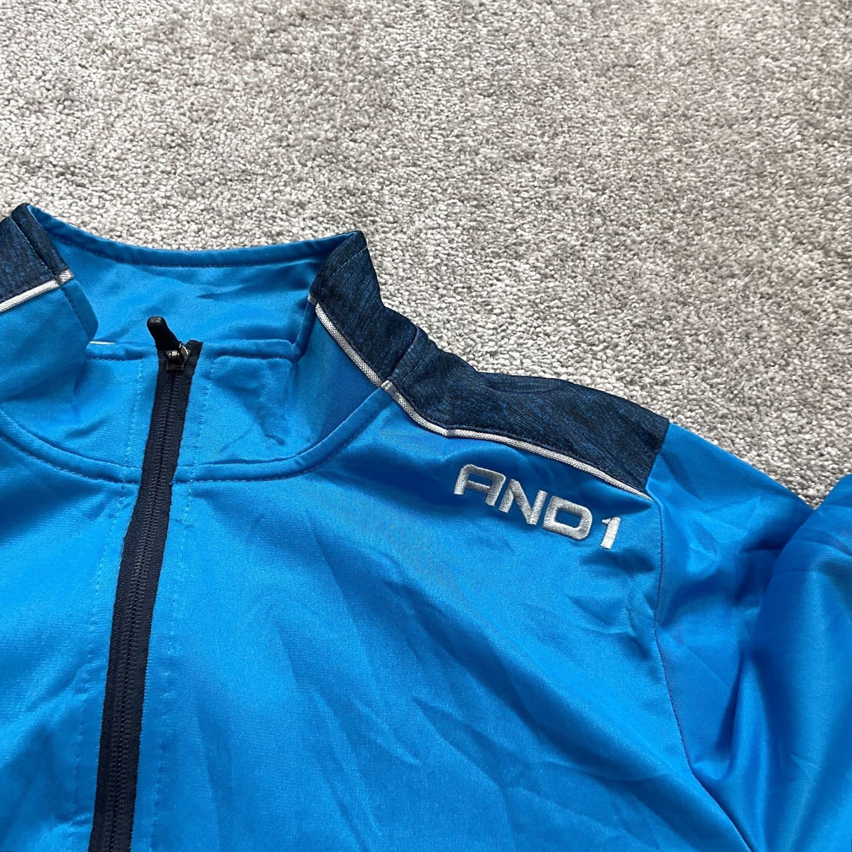 Vintage AND1 Active Jacket Mens M Blue Full Zip Mock Neck Outdoor Athleisure Logo Jacket Size US M / EU 48-50 / 2 - 3 Thumbnail