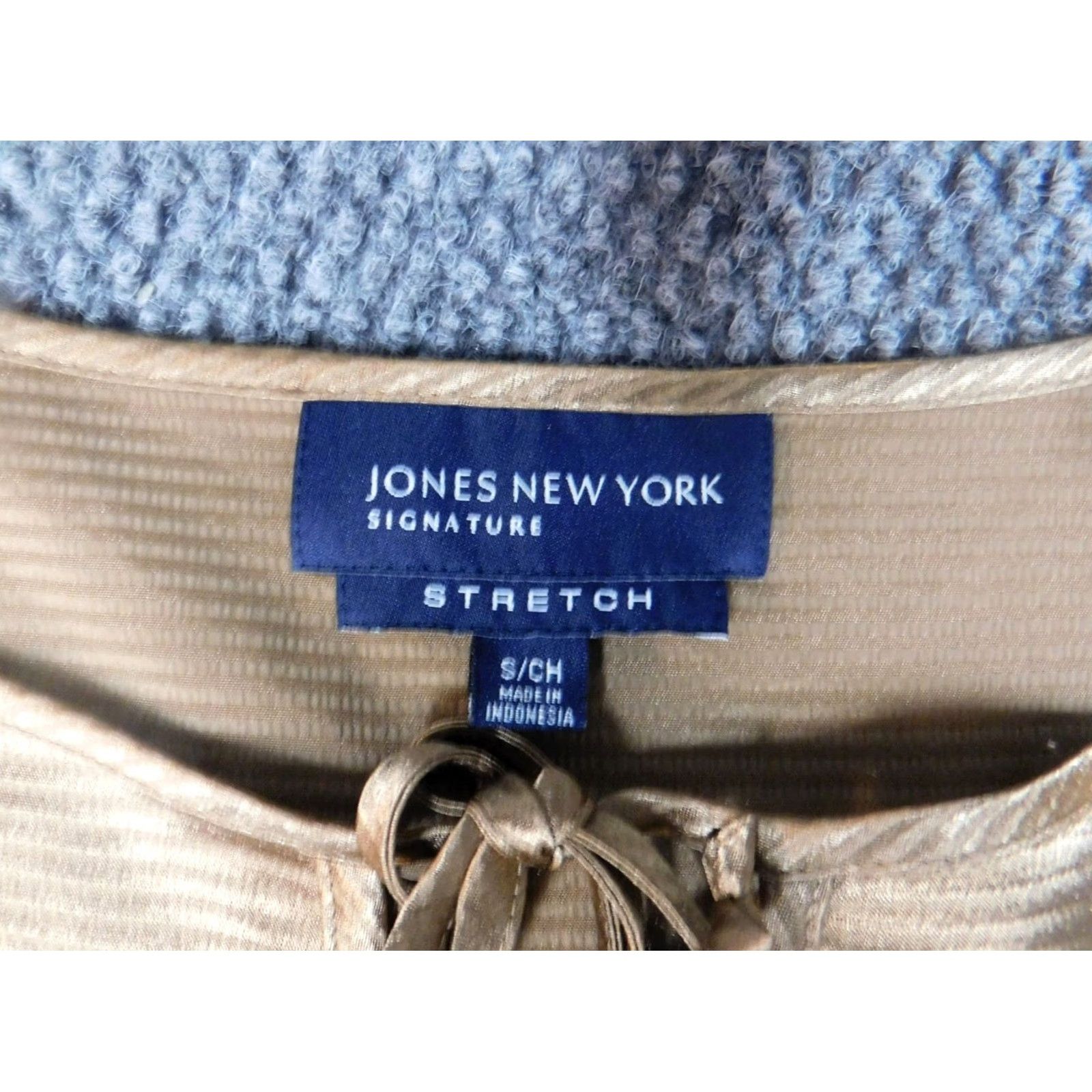 Jones New York Jones New York Blouse Top S Womens Gold Polyester Crew Neck Stretch Cap Sleeve Pullover Casual Size S / US 4 / IT 40 - 6 Thumbnail