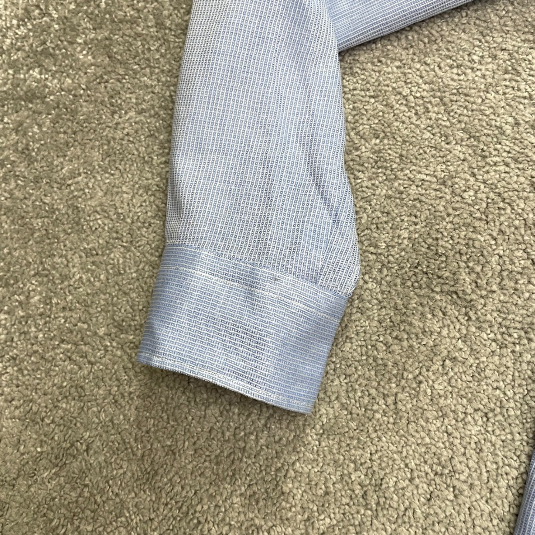 Vintage VINTAGE Ferrell Reed Dobbs Cloth Dress Shirt Men 15.5 Blue Pinstripe Cotton 34in Regular Mens Size 40R - 4 Thumbnail