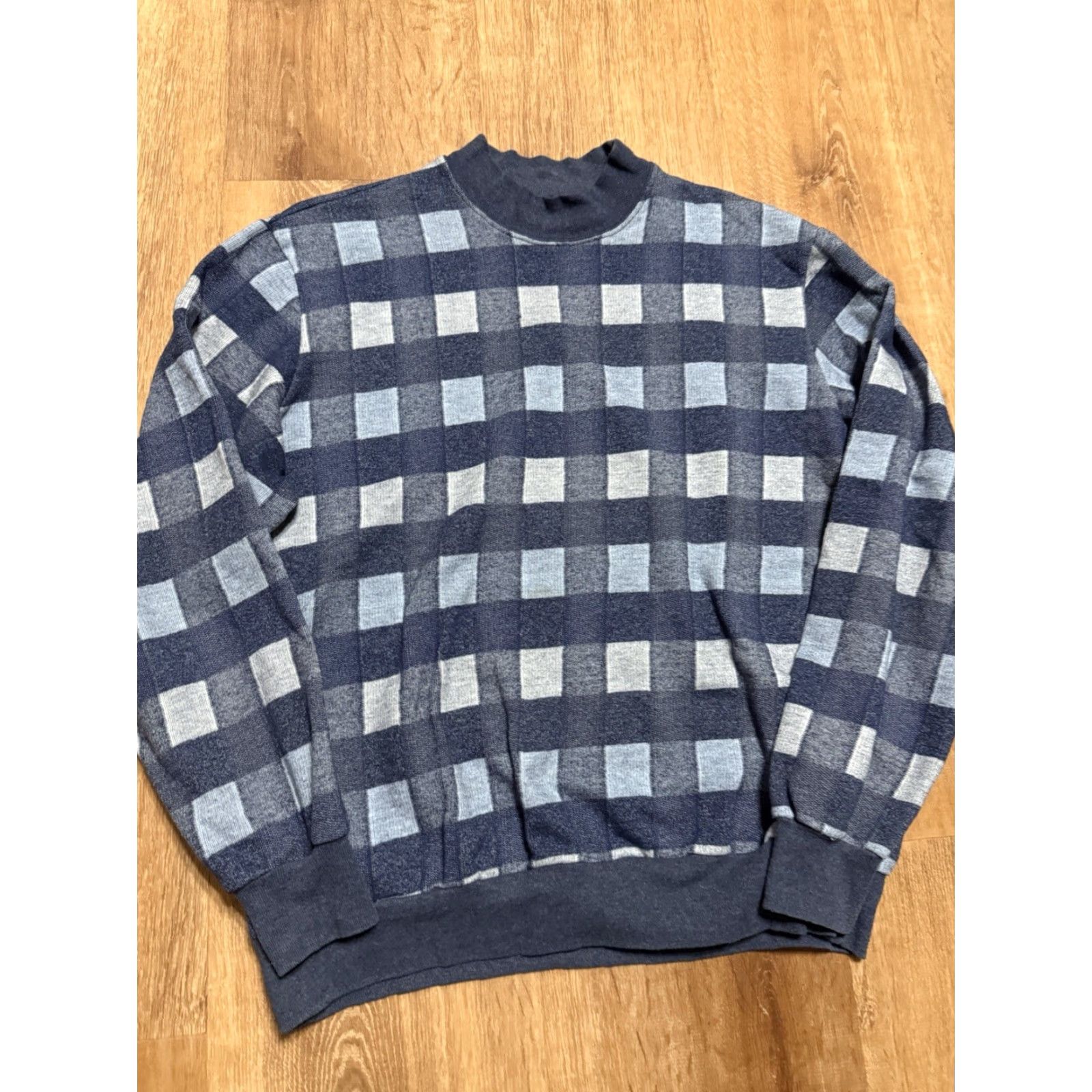Vintage VINTAGE 80s Checkered Abstract Sweater Mens Small Boxy Blue Pullover Mens XS? Size US S / EU 44-46 / 1 - 5 Thumbnail