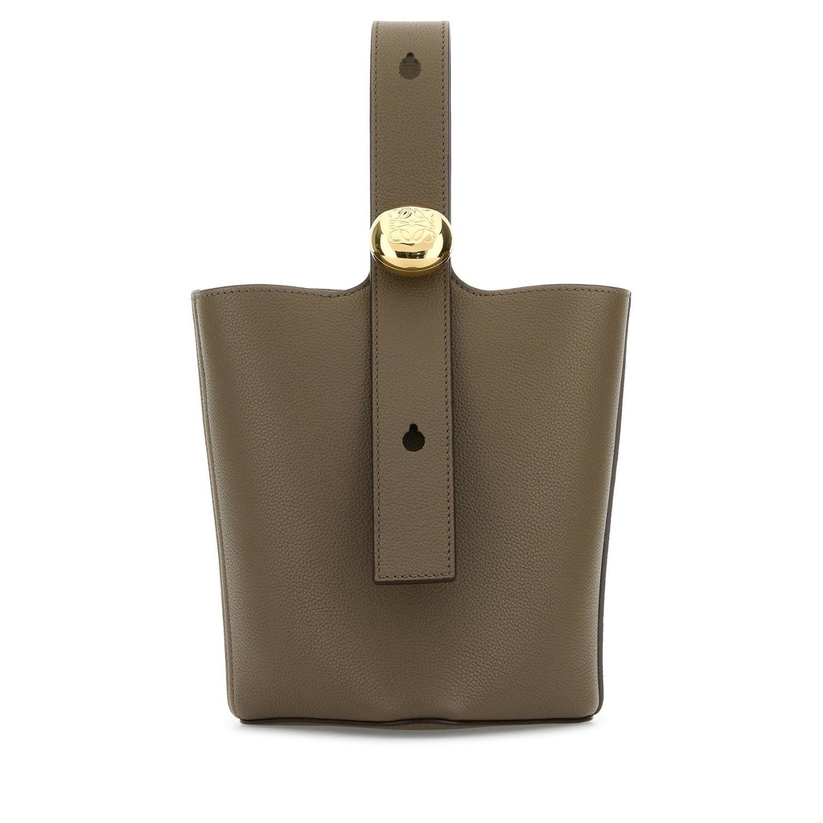 Loewe Pebble Mini $2400 Taupe Smooth Leather Bucket Bag New, Women's