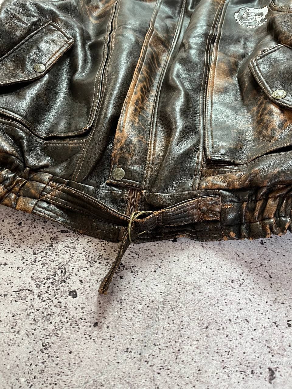 Diesel Vintage Diesel Leather Jacket Big Logo Bomber Japan Style Size US L / EU 52-54 / 3 - 12 Thumbnail