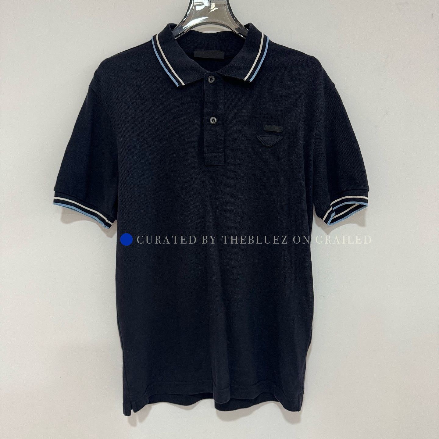Prada Blue Short Sleeve Polo Shirt with Contrast Trim Size US S / EU 44-46 / 1 - 1 Thumbnail
