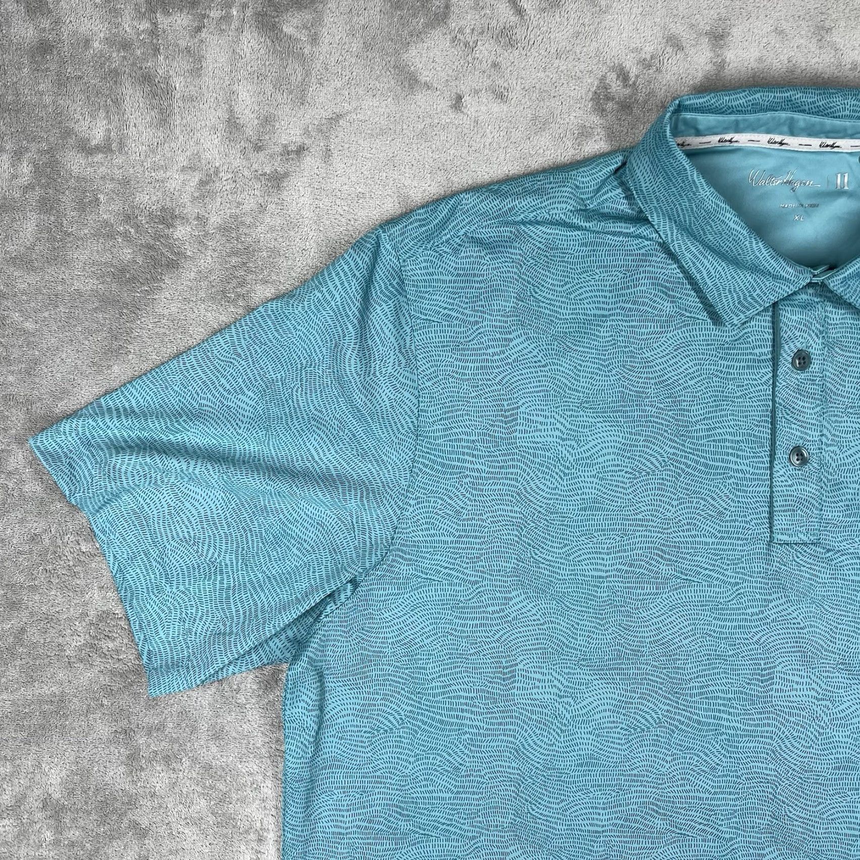 Vintage Walter Hagen Performance Polo Men’s XL Aqua Teal Blue Geometric Golf Perfect 11 Size US XL / EU 56 / 4 - 2 Thumbnail