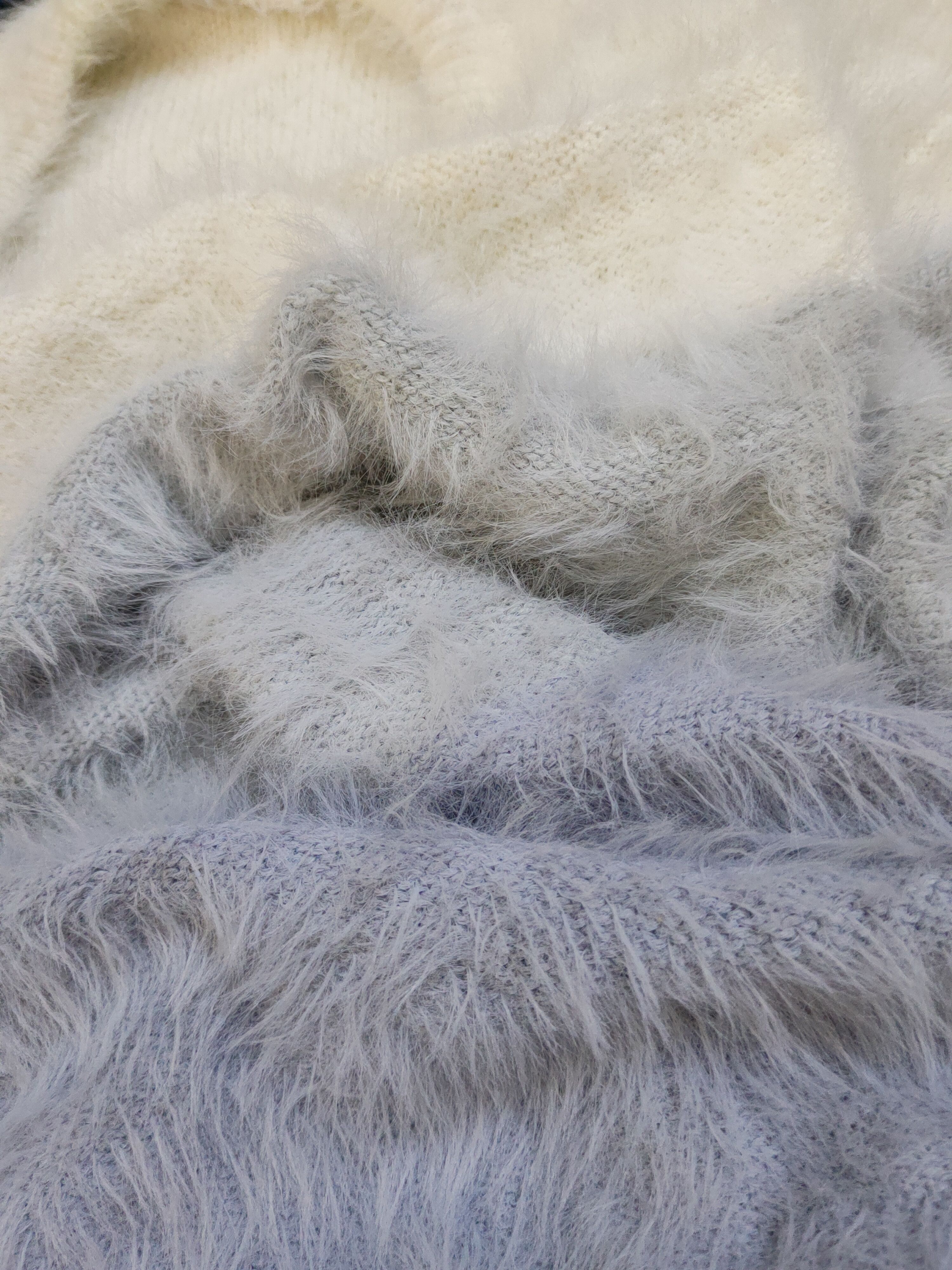 Homespun Knitwear Healthy Karen Blue Shag Shaggy Fur Mohair Knitwear #S2279 Size L / US 10 / IT 46 - 10 Thumbnail